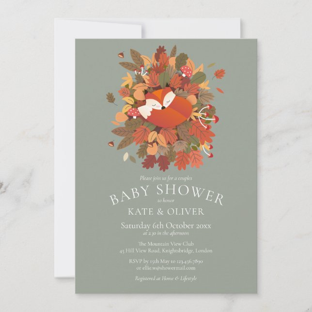Rustic Woodland Fox Cub Couples Baby Shower Invitation (Front)