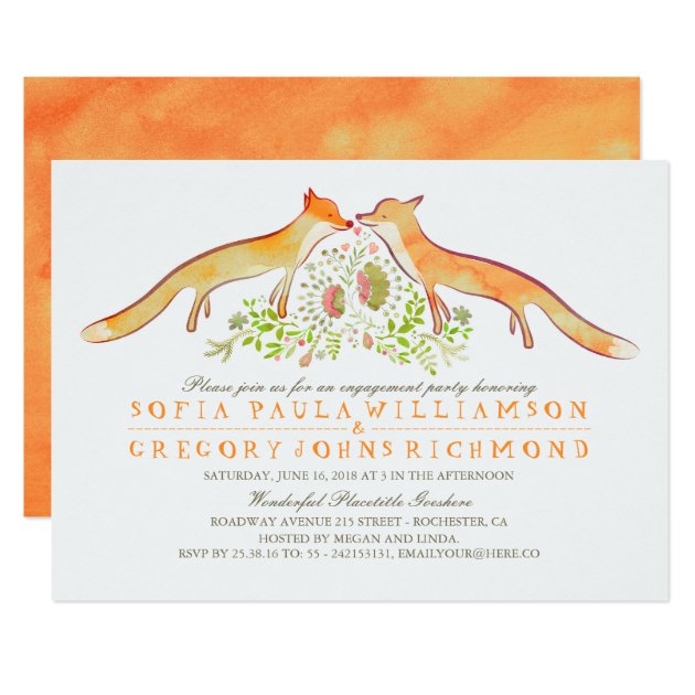 Rustic Woodland Fox Engagement Party Invitation