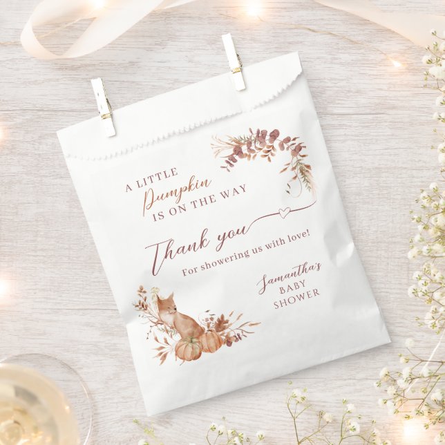 Rustic Woodland Fox Pumpkin Thank You Favor Bag (Clipped)
