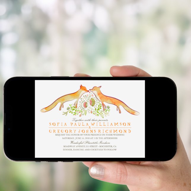 Rustic Woodland Fox Wedding Invitations (Front Digital)