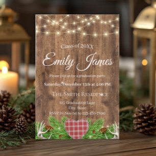 Rustic Woodland Graduation Party Invitation Deer