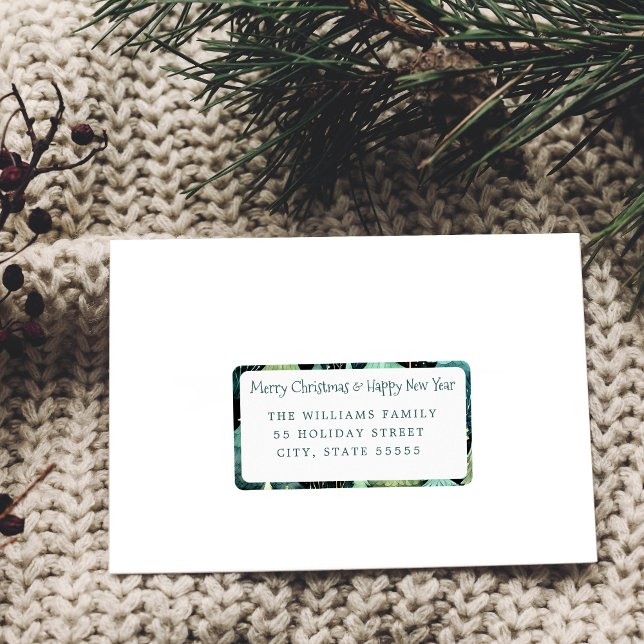 Rustic Woodland Green Holiday Label (Rustic Woodland Christmas Address Label)