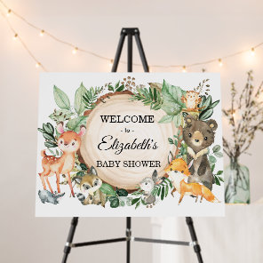 Rustic Woodland Greenery Baby Animals Welcome Foam Board