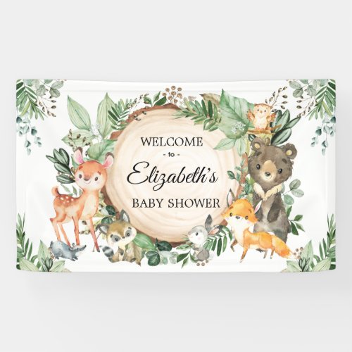 Rustic Woodland Greenery Baby Shower Welcome Banner