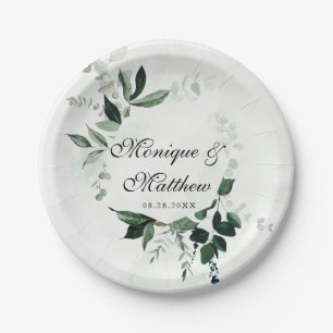 Rustic Woodland Greenery Eucalyptus Wedding Paper Plates