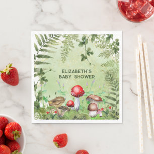 Rustic Woodland Greenery Mushrooms Fungi Ferns Napkins