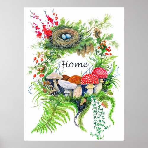 Rustic Woodland Home Wreath Poster