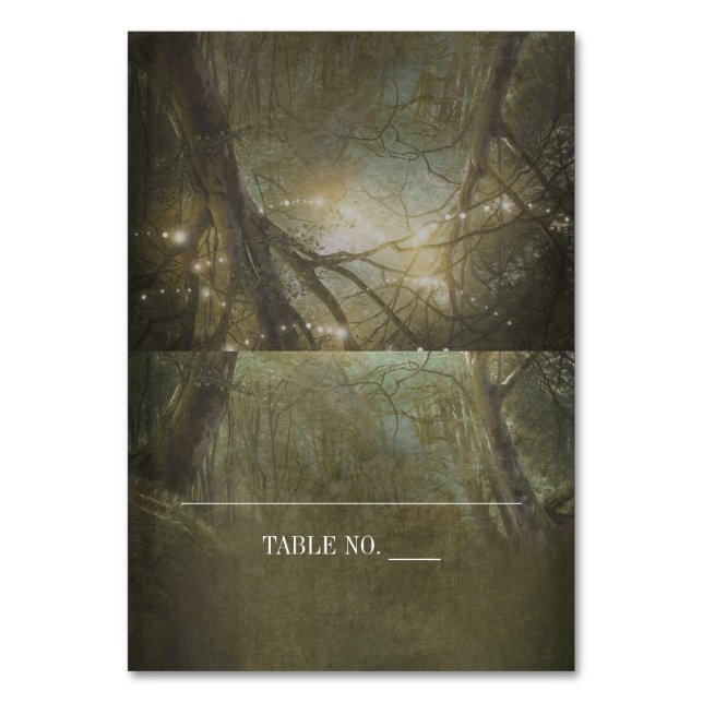 Rustic Woodland Lights Place Cards (Front)