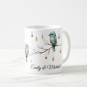 Rustic Woodland Love Birds Romantic Wedding Coffee Mug