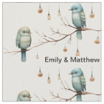 Rustic Woodland Love Birds  Romantic Wedding  Fabric