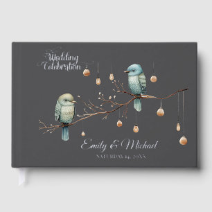 Rustic Woodland Love Birds Romantic Wedding Foil Guest Book
