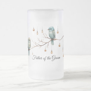 Rustic Woodland Love Birds Romantic Wedding Frosted Glass Beer Mug