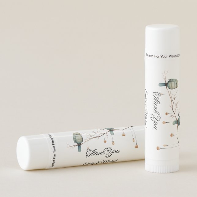 Rustic Woodland Love Birds  Romantic Wedding  Lip Balm (Front)
