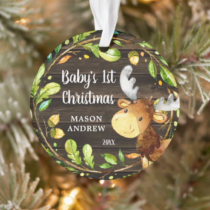 rustic baby's first christmas ornament