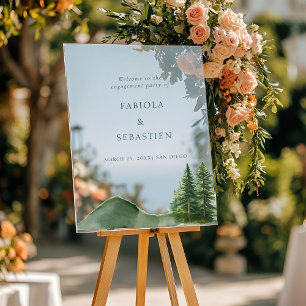 Rustic Woodland Mountain Forest Engagemen Welcome Acrylic Sign