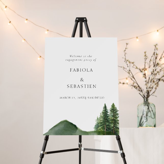 Rustic Woodland Mountain Forest Engagemen Welcome  Foam Board (In Situ (Stand))