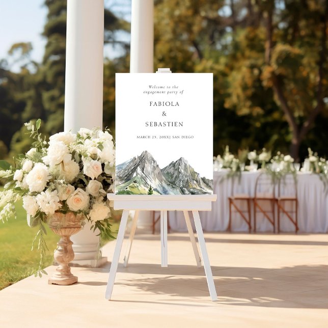 Rustic Woodland Mountain Forest Engagemen Welcome  Foam Board (Creator Uploaded)