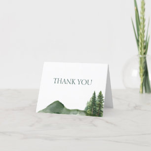 Rustic Woodland Mountain Forest Pine Bridal Shower Letterpress Thank You Card