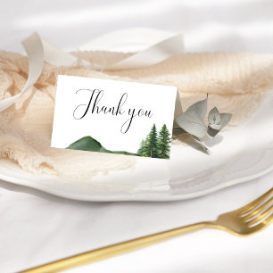 Rustic Woodland Mountain Forest Pine Bridal Shower Letterpress Thank You Card