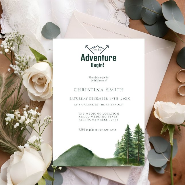 Rustic Woodland Mountain Forest Pine Engagement  Invitation (Creator Uploaded)