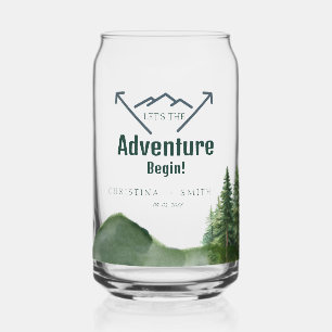 Rustic Woodland Mountain Forest Pine Wedding Can Glass