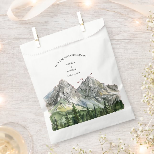 Rustic Woodland Mountain Forest Pine Wedding Favor Bag (Clipped)