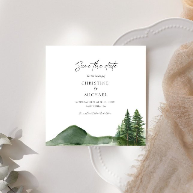 Rustic Woodland Mountain Forest Pine Wedding Invitation (Creator Uploaded)