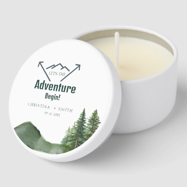 Rustic Woodland Mountain Forest Pine Wedding Mini Candle Favors (Corner)