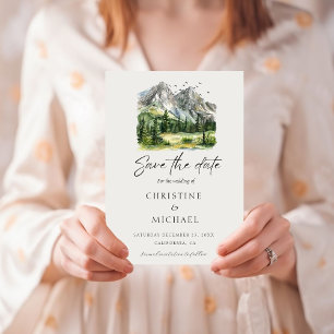 Rustic Woodland Mountain Forest Pine Wedding Save The Date