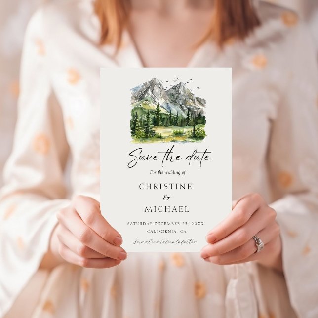 Rustic Woodland Mountain Forest Pine Wedding Save The Date (Creator Uploaded)