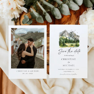 Rustic Woodland Mountain Forest Pine Wedding Save The Date