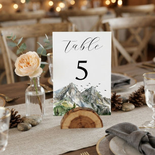 Rustic Woodland Mountain Forest Pine Wedding Table Number