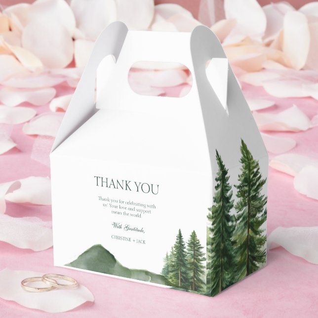 Rustic Woodland Mountain Forest Pine Wedding Thank Favor Boxes (Wedding)