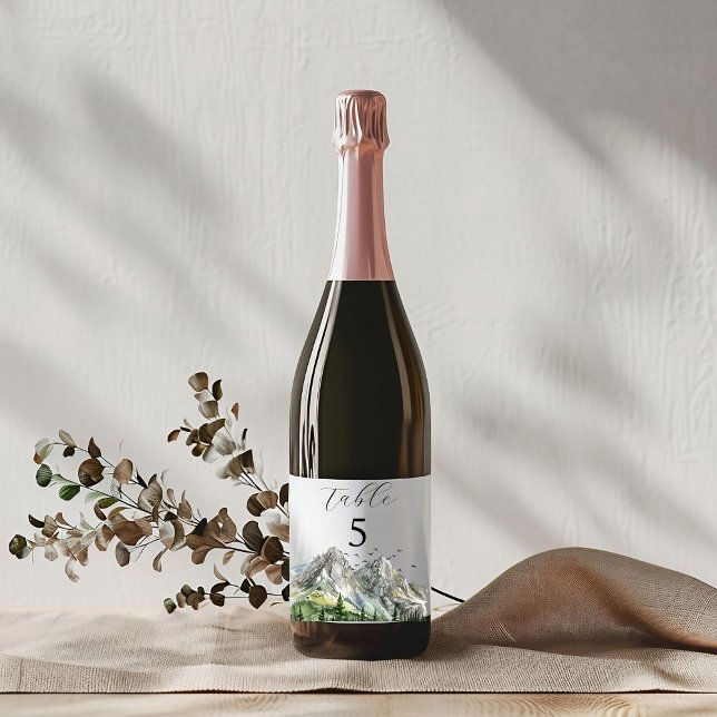 Rustic Woodland Mountain Forest Pine Wedding Wine Label (Creator Uploaded)