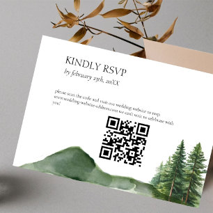 Rustic Woodland Mountain Forest Wedding details RSVP Card