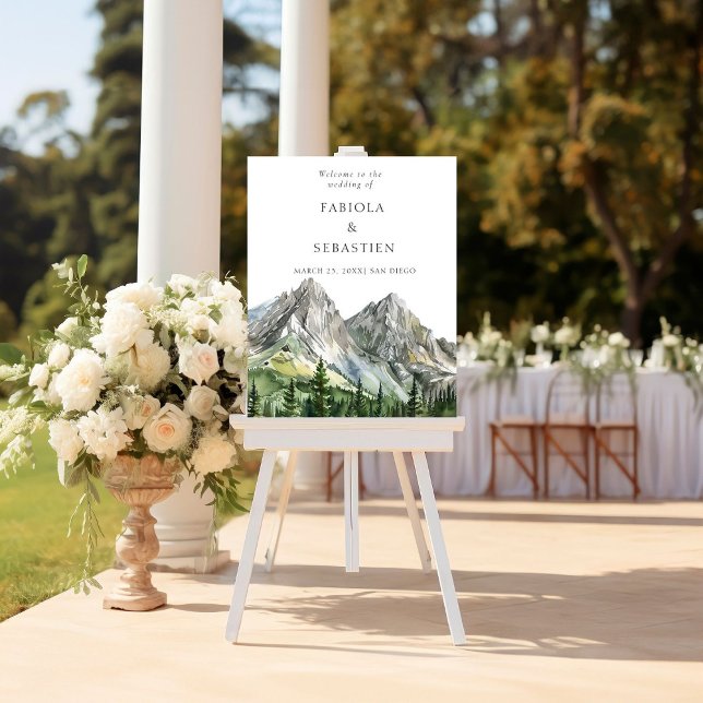 Rustic Woodland Mountain Forest Wedding Welcome  Foam Board (Creator Uploaded)