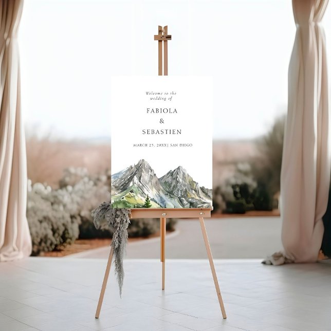 Rustic Woodland Mountain Forest Wedding Welcome  Foam Board (Creator Uploaded)
