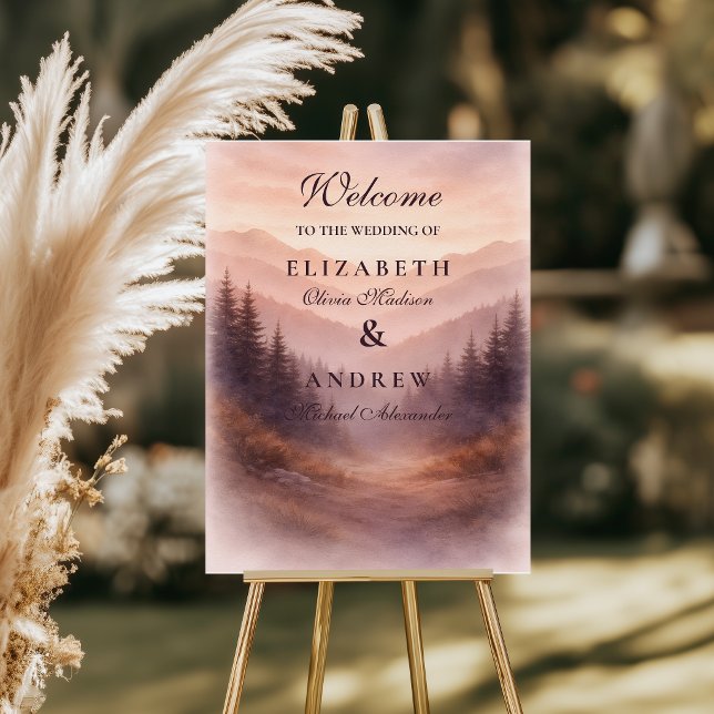 Rustic Woodland Mountain Scene Wedding Foam Board (Creator Uploaded)