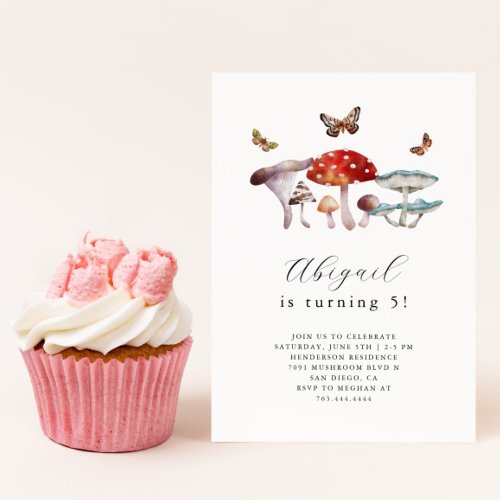 Rustic Woodland Mushroom Birthday Party Invitation