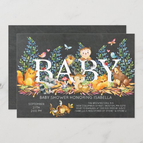 Rustic Woodland Neutral Baby Shower Invitation