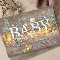 Rustic Woodland Neutral Baby Shower Invitation