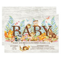 Rustic Woodland Neutral Baby Shower Invitation