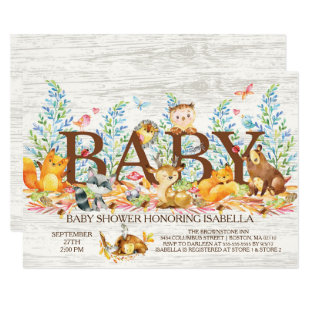 Rustic Woodland Neutral Baby Shower Invitation