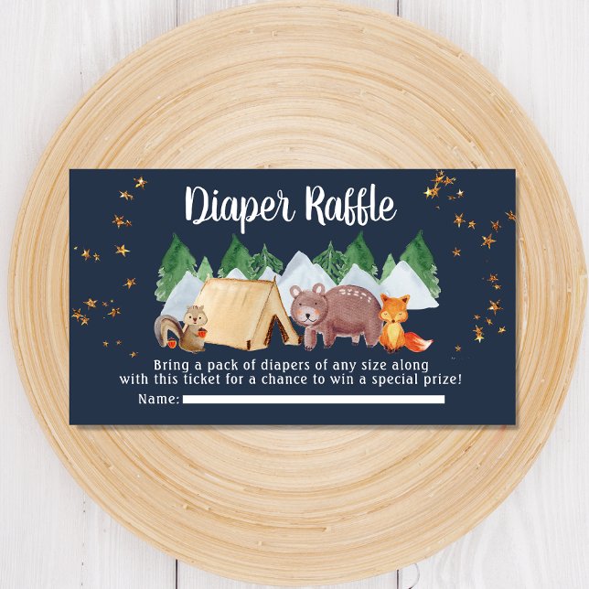 Rustic Woodland Night Diaper Raffle Baby Shower Enclosure Card (Creator Uploaded)