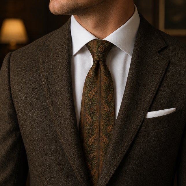 Rustic Woodland Oak Leaf & Pinecone Neck Tie (Creator Uploaded)