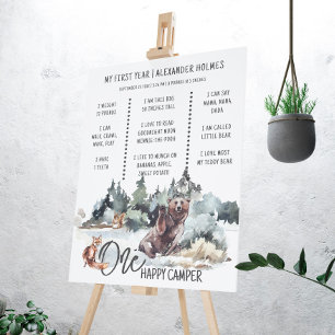 Rustic Woodland One Happy Camper Milestone Board