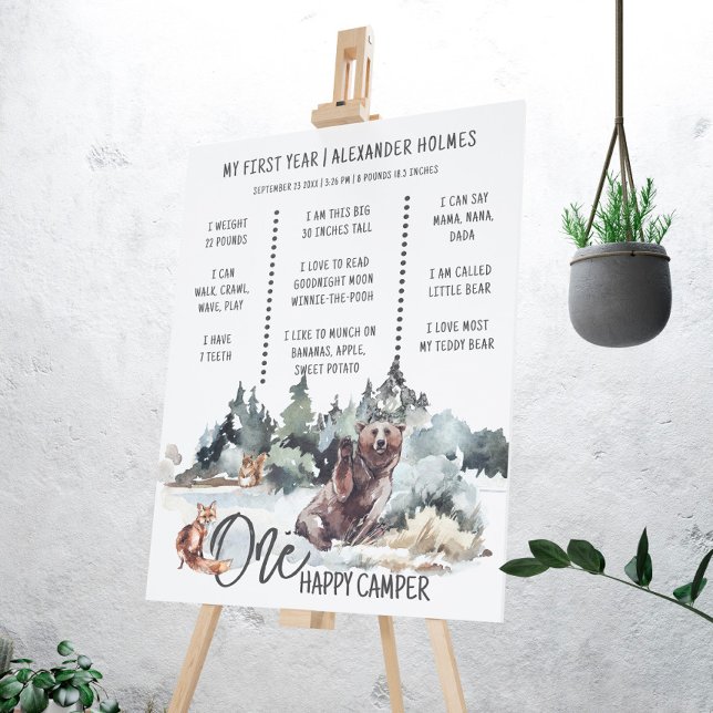 Rustic Woodland One Happy Camper Milestone Board (Creator Uploaded)