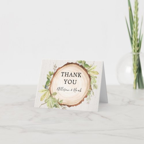 Rustic woodland outdoor forest theme wedding thank you card