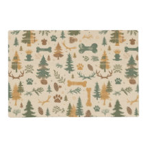 Rustic Woodland Pet Feeding Mat – Lodge‑Style Dog