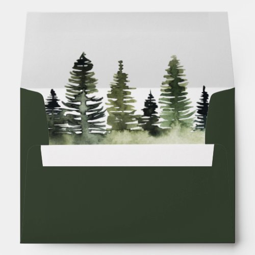 Rustic Woodland Pine Tree Wedding Envelope